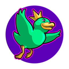 Lucky Duck flying with a crown